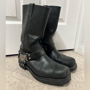 Harley Davidson Eagle Harness Leather Upper Black Men's Riding Boots Size 10.5